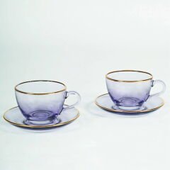 Five O'Clock 2'li Çay Fincan Seti - Mor - 240 ml