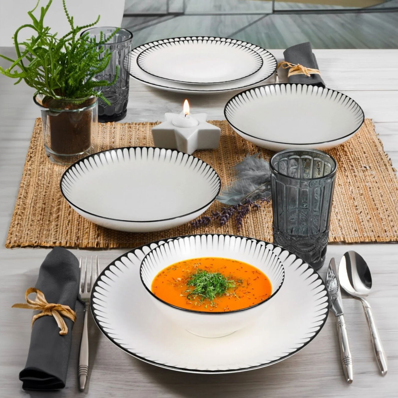 Porselen Lina Yemek Takımı - 24 Parça