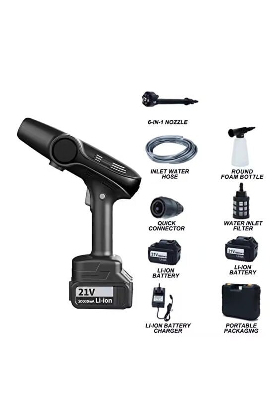 Proseg PR-AC96 Hura 3000pa Şarjlı 1200 mAh Batarya Siyah Araç Yıkama Makinesi