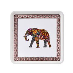 Home Fil Desenli Alaçatı Kare Tepsi - 32,5x32,5 cm