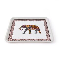 Home Fil Desenli Alaçatı Kare Tepsi - 32,5x32,5 cm