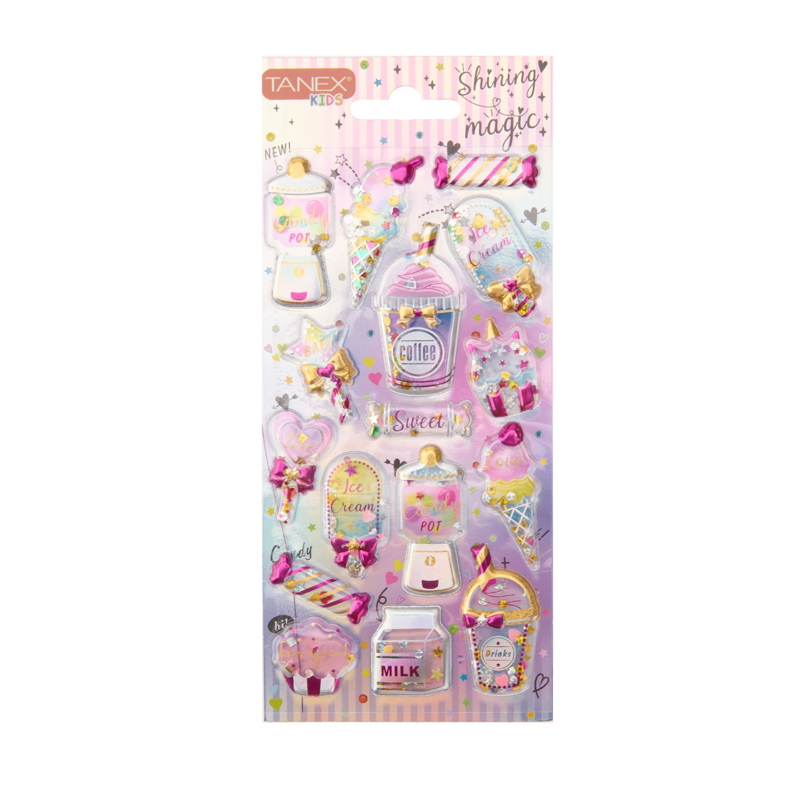 Parlak Simli Sticker - Asorti