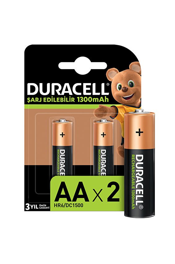 Duracell Şarj Edilebilir 1300mAh 2'li Kalem Pil