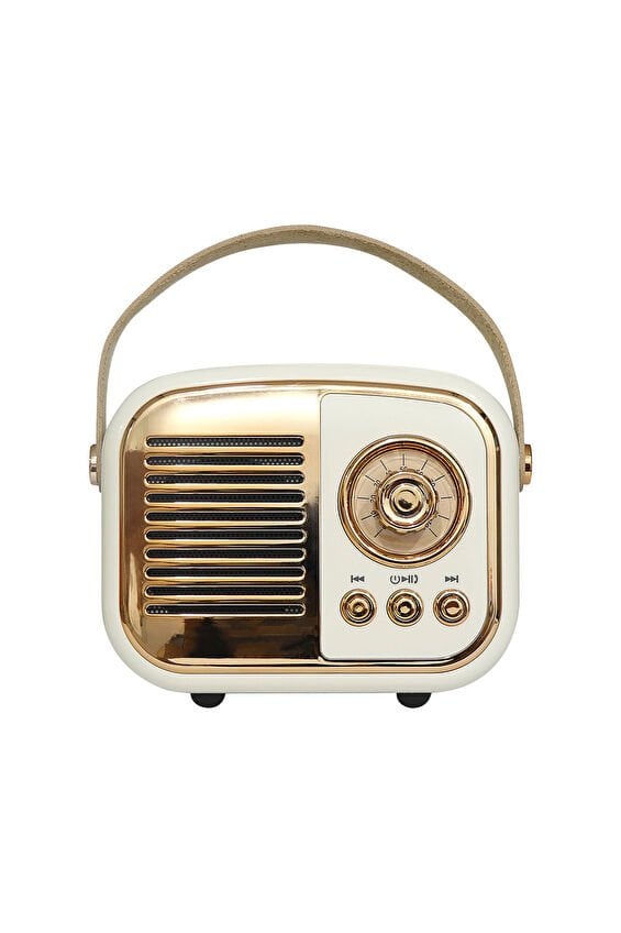 Mikado MD-24BT Echoes 3W 800mAh Beyaz Usb+TF Kart+Bluetooth Destekli Klasik Retro Müzik Kutusu
