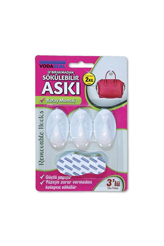 Vodaseal 3'lü Askı Beyaz İz Bırakmayan
