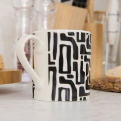 Kitchen Siyah Çizgili Porselen Kupa - Siyah / Beyaz - 290 ml