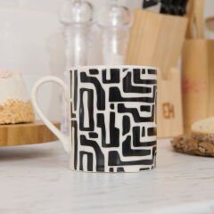 Kitchen Siyah Çizgili Porselen Kupa - Siyah / Beyaz - 290 ml
