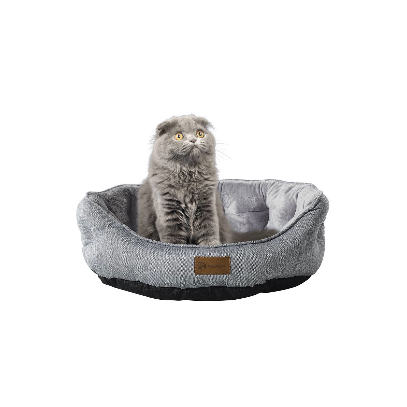 Kapitoneli Sprit Kedi Köpek Yatağı - Gri - 50 cm