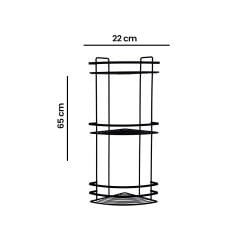 3 Katlı Lamalı Duş Rafı - Siyah