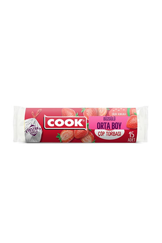 Cook Çöp Torbası Büzgülü Çilek Kokulu 15'li