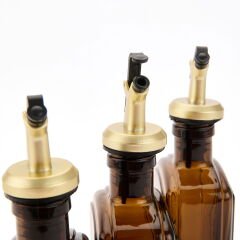 Kitchen Ahşap Stantlı 3'lü Yağlık Sirkelik Seti - Amber - 300 ml