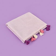 Soft Thea Püsküllü Yüz Havlusu - Lila - 50x70 cm