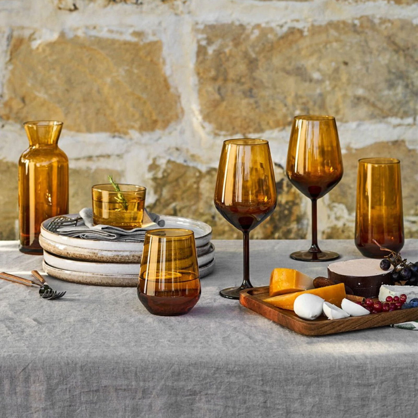 New Iconic 4'lü Ayaklı Bardak - Amber - 490 ml