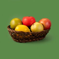 Tekli Oval Yemek Sepeti - Kahverengi - 28x20 cm
