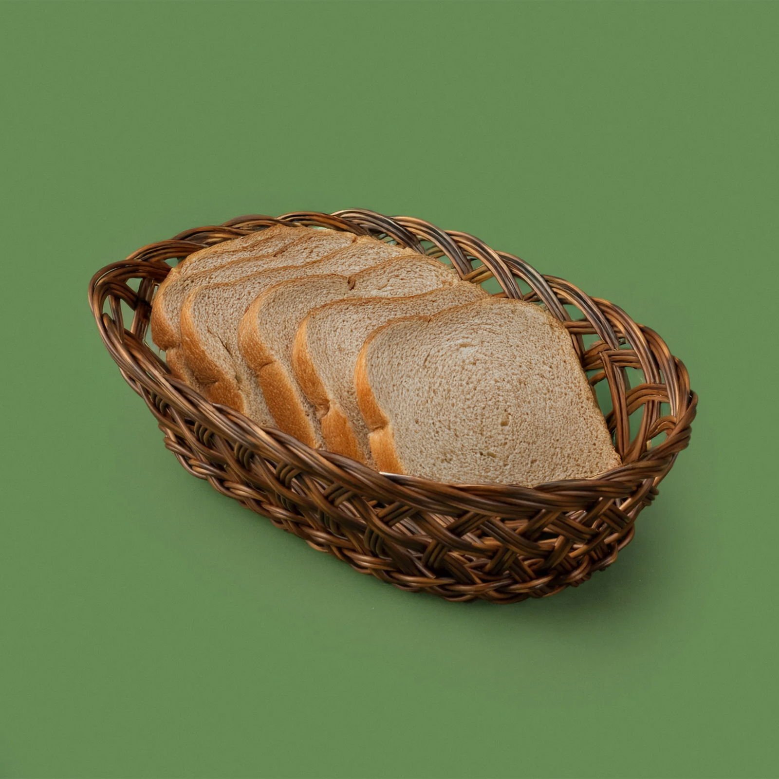 Tekli Oval Yemek Sepeti - Kahverengi - 28x20 cm