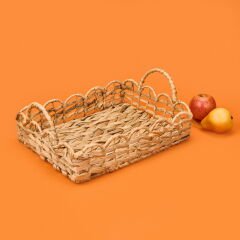Su Sümbülü Dekoratif Tepsi - Kahverengi - 35x28 cm