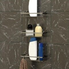 3 Katlı Kancalı Banyo Rafı - Siyah