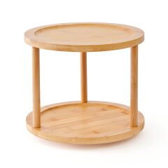 Bambu 2 Katlı Döner Sunumluk- Açık Kahverengi - 34,5x20,5 cm