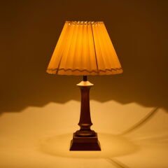 Lighting French Cottage Ahşap Ayak Abajur - Koyu Kahverengi / Krem