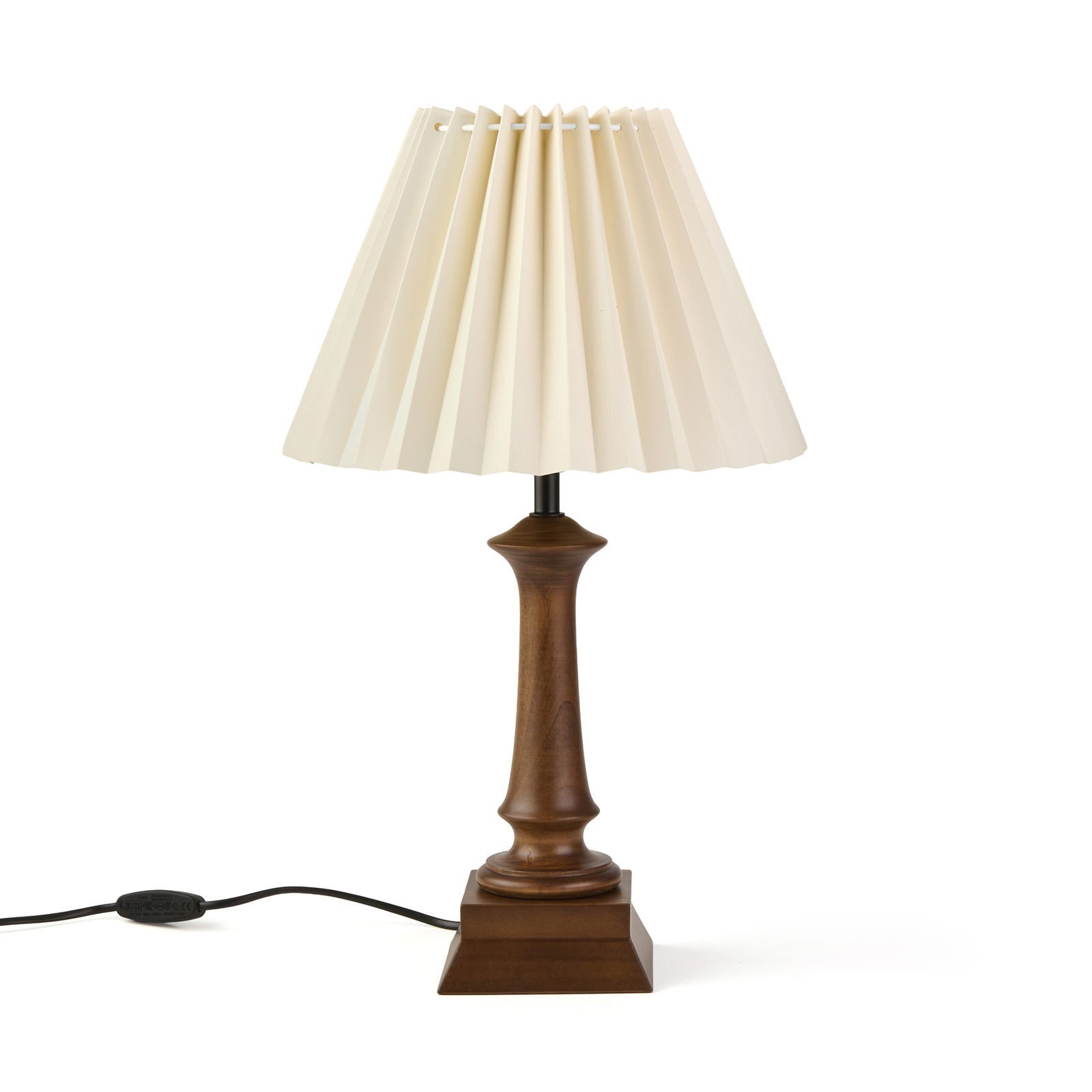Lighting French Cottage Ahşap Ayak Abajur - Koyu Kahverengi / Krem