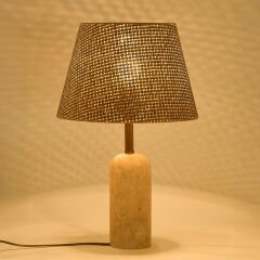 Luum Hasır Şapkalı Abajur - Kahverengi / Traverten - 48 cm