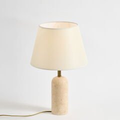 Luum Kumaş Şapkalı Abajur - Krem / Traverten - 48 cm