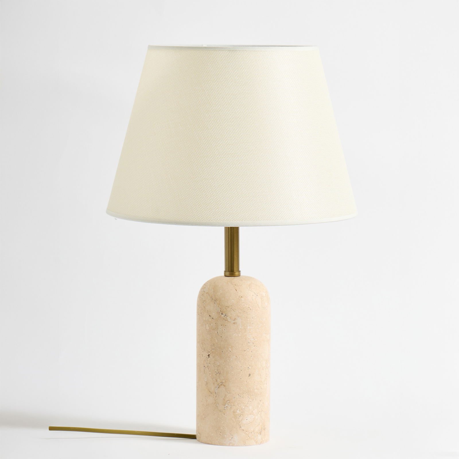 Luum Kumaş Şapkalı Abajur - Krem / Traverten - 48 cm