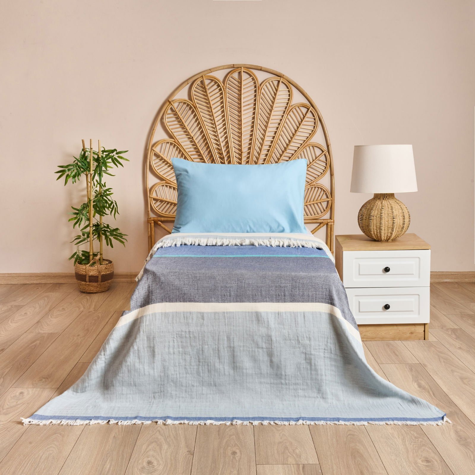 Soft Mesyth Tek Kişilik Yatak Örtüsü - Mavi - 160x220 cm