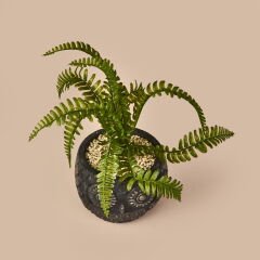 Saksılı Yapay Çiçek - Siyah / Yeşil - 29 cm