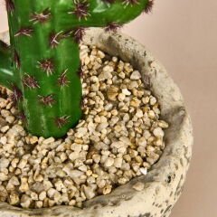 Kaktüs Saksılı Yapay Çiçek - Gri / Yeşil - 27 cm