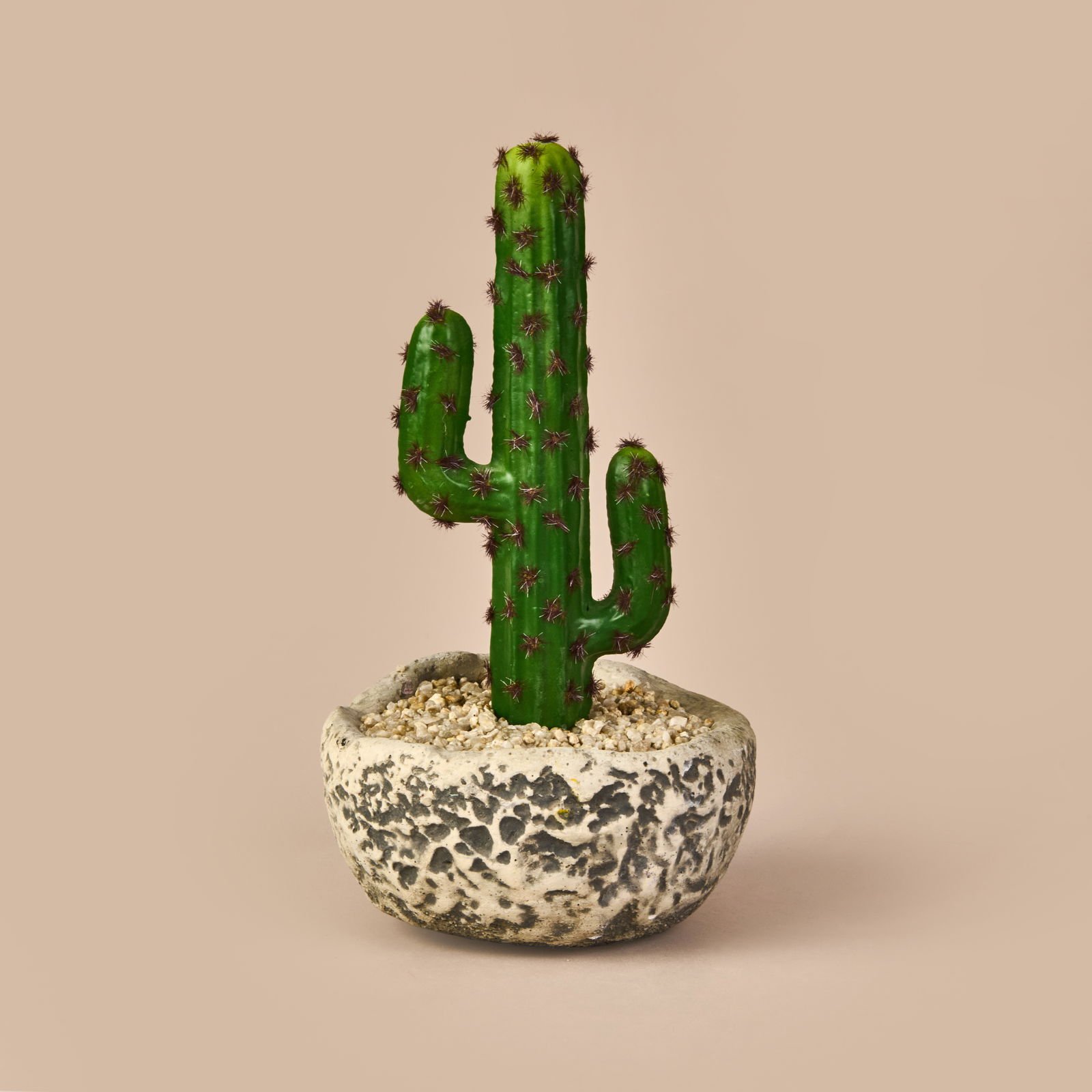 Kaktüs Saksılı Yapay Çiçek - Gri / Yeşil - 27 cm