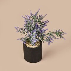 Lavanta Saksılı Yapay Çiçek - Mor - 29 cm