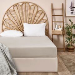 Soft Basic Çift Kişilik Düz Kenar Çarşaf - Bej - 240x260 cm
