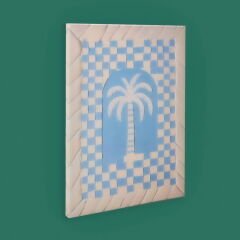 Deco Palm Breeze Kanvas Tablo - Mavi / Beyaz - 50x70 cm