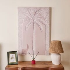 Deco Palm Breeze Kanvas Tablo - Krem - 90x60 cm