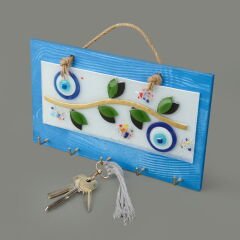 Deco Zeytin Anahtar Askısı - Mavi - 25 cm