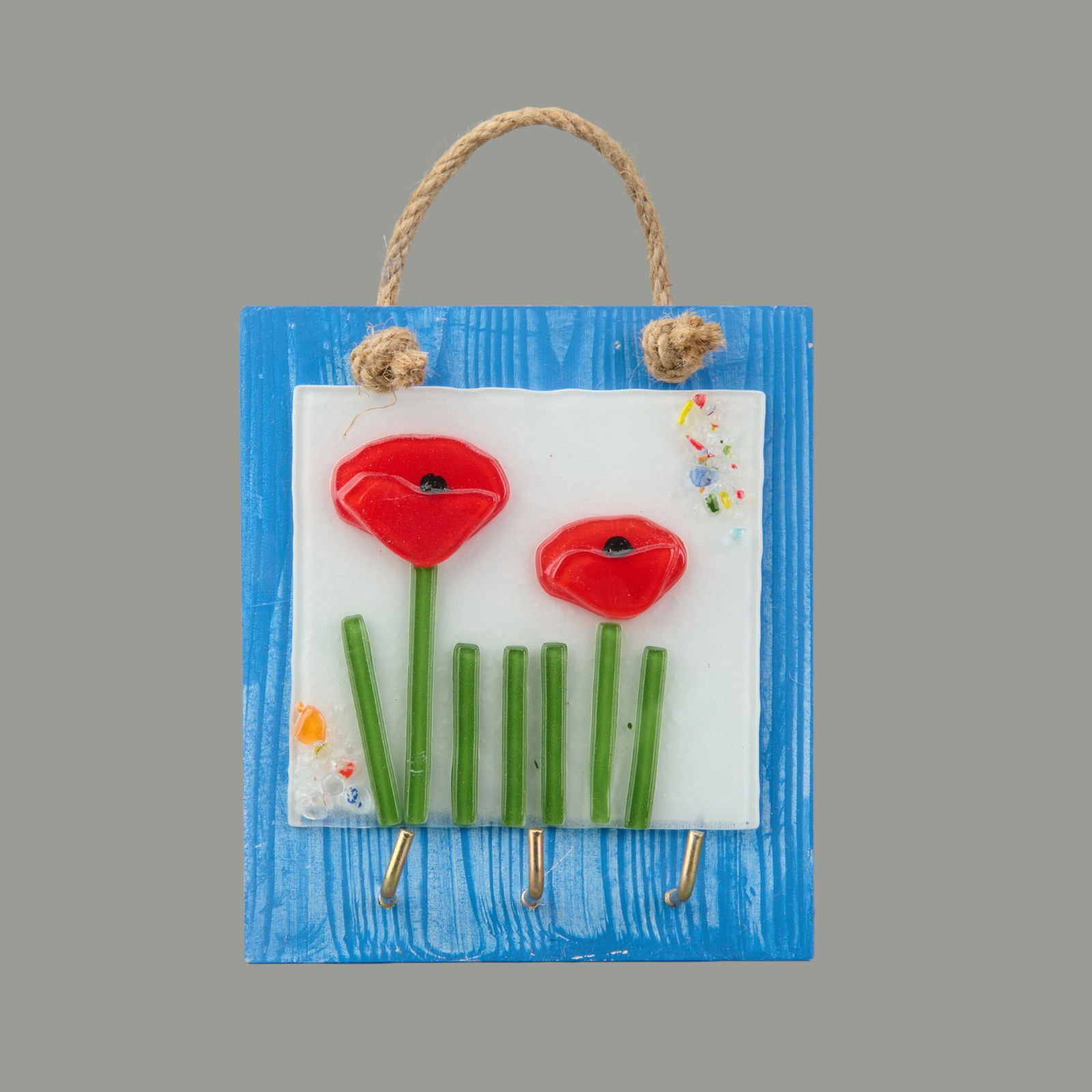 Deco Çiçek Anahtar Askısı - Mavi - 15 cm