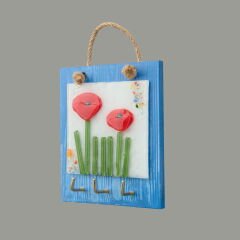 Deco Çiçek Anahtar Askısı - Mavi - 15 cm