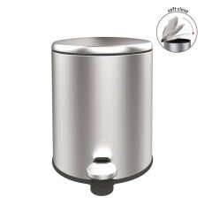 Cigo Paslanmaz Çelik Pedallı Banyo Çöp Kovası - Gri - 6 lt