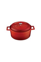 Lava Döküm Yuvarlak Tencere 24 Cm Kırmızı