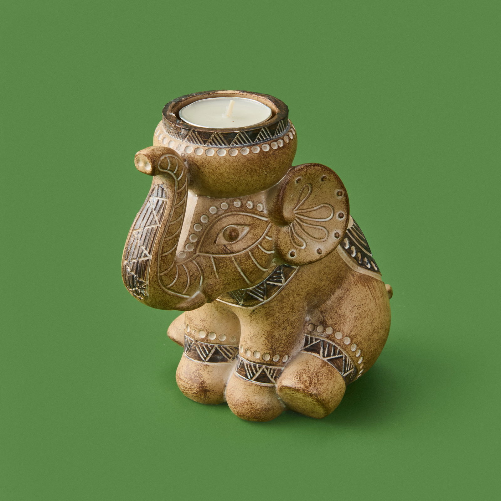 Elephant Mumluk - Bej - 15x14 cm