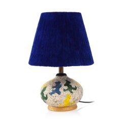 Design Okyanus Mavi Başlıklı Seramik Abajur - Renkli - 40 cm