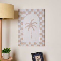 Deco Palm Breeze Kanvas Tablo - Beyaz / Bej - 50x70 cm