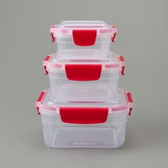 3'lü Kare Kilitli Saklama Kabı - Asorti