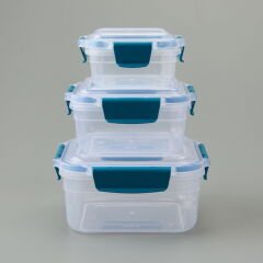 3'lü Kare Kilitli Saklama Kabı - Asorti