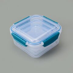 3'lü Kare Kilitli Saklama Kabı - Asorti