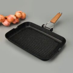 Döküm Grill Tava - Gri - 34x24 cm