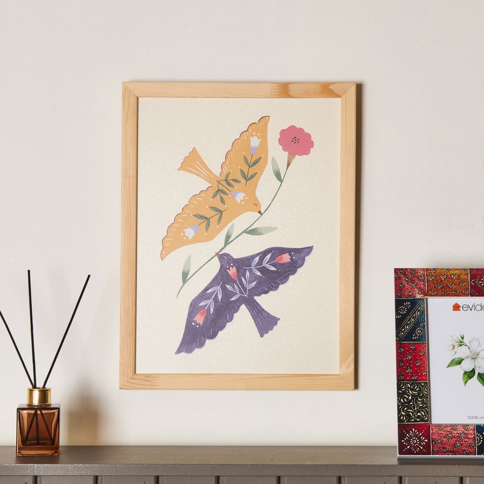 Deco Granny Summer Duvar Panosu - Turuncu / Mavi - 30x40 cm