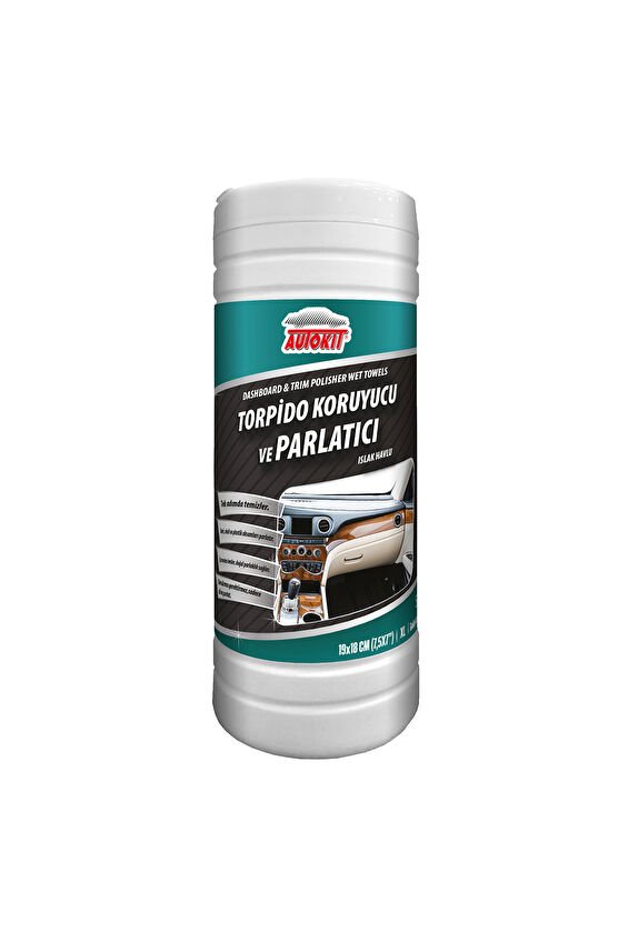 Autokit Torpido Koruyucu ve Parlatıcı Temizleyici Islak Havlu Plastik Kutu 50'li