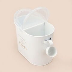 Bath 2 Bölmeli Plastik Kapaklı Metal Deterjan Kutusu - Beyaz - 12 lt